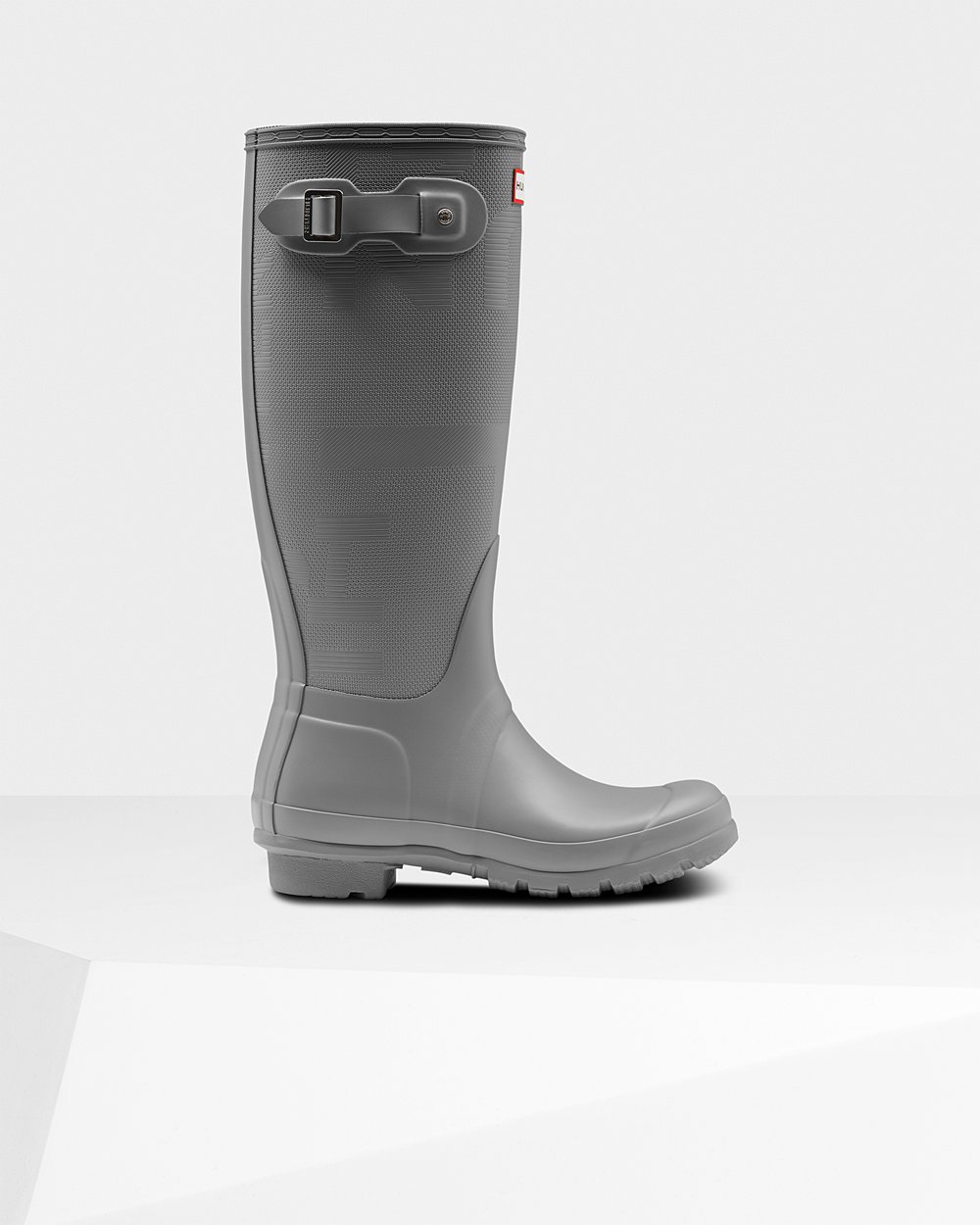 Galochas Altas Hunter Feminina Cinzentas - Original Exploded Logo Texture - 26CDHNPAB